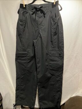 Ci Sono Black Cargo Pants with Drawstring Waist and Buttoned Pockets